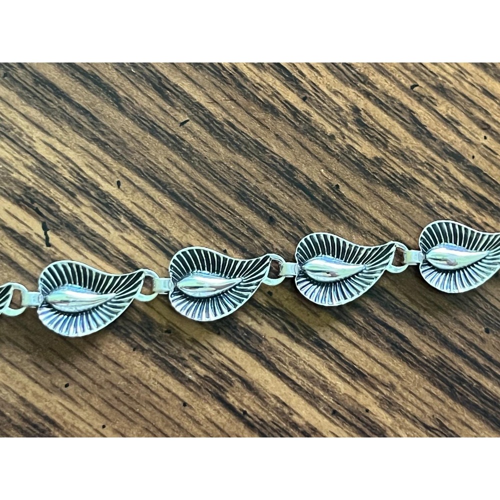 Vintage Sterling Silver Danecraft Leaf Link Bracelet 8''